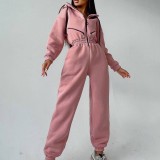 Women Casual Zip Hooded Jumpsuit