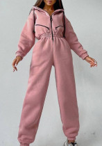 Women Casual Zip Hooded Jumpsuit Women Casual Zip Hooded Jumpsuit