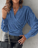 Women Long Sleeve V-Neck Printed Shirt