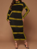 Plus Size Winter Women High Neck Long Sleeve Dress