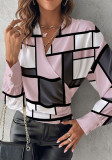 Women Long Sleeve V-Neck Printed Shirt