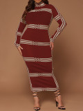 Plus Size Winter Women High Neck Long Sleeve Dress