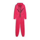 Women Casual Zip Hooded Jumpsuit