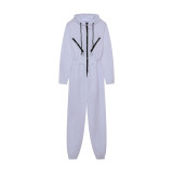 Women Casual Zip Hooded Jumpsuit