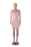Women Long Sleeve Solid Square Neck Sexy Mini Dress