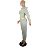 Women Casual Sports Zipper Hood Top and Pant Two-Piece Set