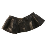 Women's Decorated Ruffled Black Leather Skirt Belt