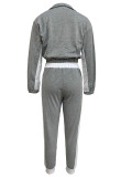 Autumn And Winter Long-Sleeved Fashion Casual Color Matching Two Piece Pants Set