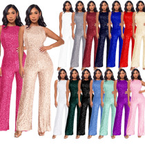 Sleeveless Sequin Round Neck Slim Fit Women's Jumpsuit Sleeveless Sequin Round Neck Slim Fit Women's Jumpsuit