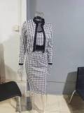 Fashionable Spring And Autumn Women's Printed Long-Sleeved Jacket, Vest And Skirt Three-Piece Outfit