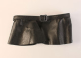 Women's Decorated Ruffled Black Leather Skirt Belt
