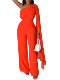 African Women's Solid Color Sexy One Shoulder Formal Party Fashion Jumpsuit