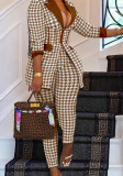 Turndown Colloar Print Two-Piece Suit