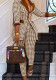 Turndown Colloar Print Two-Piece Suit