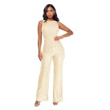 Sleeveless Sequin Round Neck Slim Fit Women's Jumpsuit
