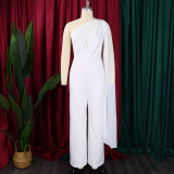 African Women's Solid Color Sexy One Shoulder Formal Party Fashion Jumpsuit