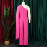 African Women's Solid Color Sexy One Shoulder Formal Party Fashion Jumpsuit