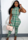 Women's Fashion Plaid Print Sleeveless Casual Jumpsuit