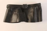 Women's Decorated Ruffled Black Leather Skirt Belt