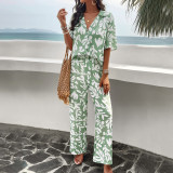 Women's Spring Summer Chic Printed Short Sleeve Lounge Wear