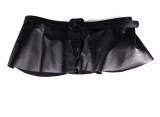 Women's Decorated Ruffled Black Leather Skirt Belt