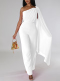 African Women's Solid Color Sexy One Shoulder Formal Party Fashion Jumpsuit