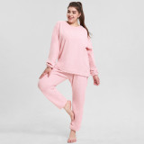 Plus Size Women Cloud Velvet Warm Plus Velvet Lounge Clothes Two-piece Set