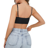 Women Lace Sexy Chest Wrap Underwire Patchwork Sparkling Diamond Chain Camisole