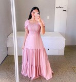 Women Off Shoulder Floral Off Shoulder Solid Dress