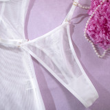 Women mesh sexy Backless See-Through straps and gloves Three-Piece sexy lingerie