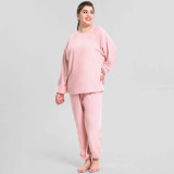 Plus Size Women Cloud Velvet Warm Plus Velvet Lounge Clothes Two-piece Set
