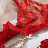 Women Sexy Metal Temptation Erotic Underwear Four-piece Set