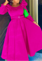 Plus Size Women Winter Puff Sleeve Formal Party Dress