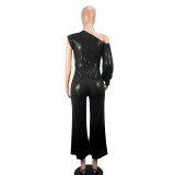 Women Autumn and Winter Wide Leg Sexy Solid Jumpsuit