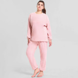 Plus Size Women Cloud Velvet Warm Plus Velvet Lounge Clothes Two-piece Set