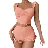 Women Sexy Ribbed Suspender Top and Shorts Set