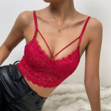 Women Summer Basic Sexy Lace See-Through Crop Backless Top