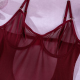 Women mesh sexy Backless See-Through straps and gloves Three-Piece sexy lingerie