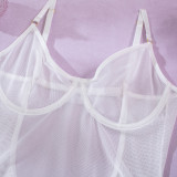 Women mesh sexy Backless See-Through straps and gloves Three-Piece sexy lingerie
