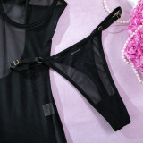 Women mesh sexy Backless See-Through straps and gloves Three-Piece sexy lingerie