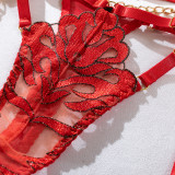 Women Sexy Metal Temptation Erotic Underwear Four-piece Set