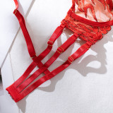 Women Sexy Metal Temptation Erotic Underwear Four-piece Set