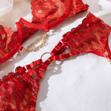 Women Sexy Metal Temptation Erotic Underwear Four-piece Set