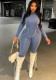 Women Autumn and Winter Solid Round Neck Long Sleeve Jumpsuit