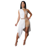 Women Sexy See Through Sleeveless Irregular Beaded Jumpsuit
