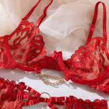Women Sexy Metal Temptation Erotic Underwear Four-piece Set