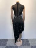 Women Sexy See Through Sleeveless Irregular Beaded Jumpsuit