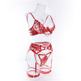Women Sexy Metal Temptation Erotic Underwear Four-piece Set