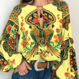 Women Style Women Printed Round Neck Balloon Sleeve Shirt