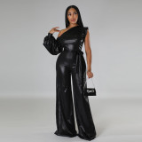 Women Autumn and Winter Wide Leg Sexy Solid Jumpsuit